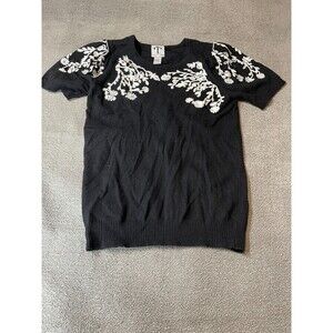 Rain and Rose Top Womens XS Black Top Short Sleeve Floral